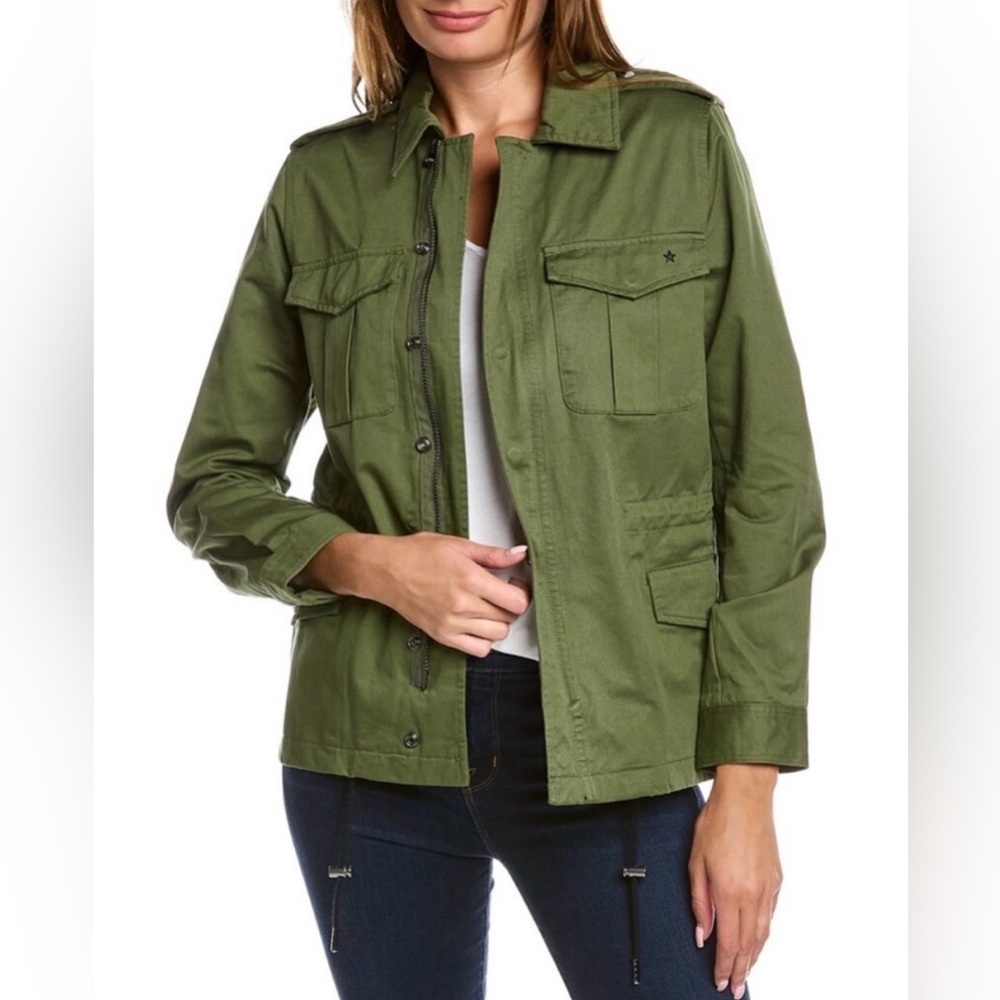 Zadig & Voltaire Olive Green Kayak Utility Jacket with Amour Camo Graphic